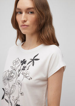 Cicek Bask?l? Beyaz Tisort - Mavi фото 5