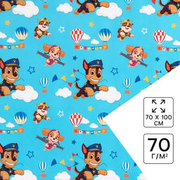 Цена за 10 шт. Бумага упаковочная глянцевая, Щенячий патруль, 70×100 см