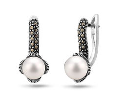 Серьги, жемчуг , марказит, SL-AGA615