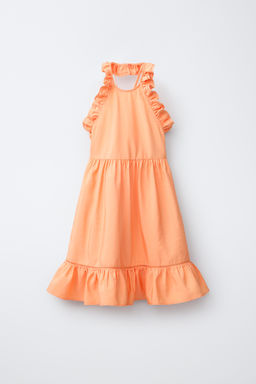 VESTIDO VOLANTE ENTREDOS / Naranja