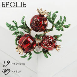 Цена за 2 шт. Брошь «Гранат», цвет красно-зелёный в золоте