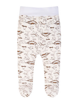 Ползунки короткие молочные принт динозавры