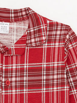 Polo Yaka Uzun Kollu Ekose Desenli K?z Bebek Pijama Tak?m?