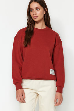 TRENDYOLMILLA Lacivert Etiket Detayl? Regular Bisiklet Yaka Orme Sweatshirt TWOAW24SW00289