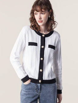 VILATTE / Жакет фактурной вязки с золотистыми пуговицами