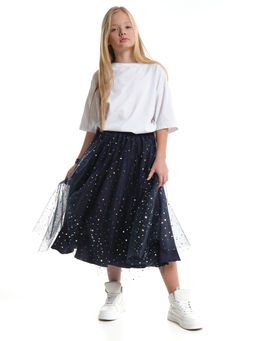 Юбка пачка длинная из фатина 22-7608 черный/зол. звезды - Mini maxi фото 23