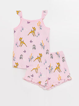 Kare Yaka Bambi Bask?l? K?z Bebek Pijama Tak?m?