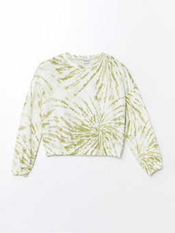 Bisiklet Yaka Batik Desenli Uzun Kollu K?z ?ocuk Sweatshirt