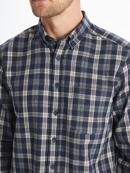 Regular Fit Uzun Kollu Ekose Gabardin Erkek G?mlek