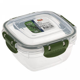 Контейнер для продуктов пластмассовый Мастер 0,5л, 12х12х6,5см, квадратный, с клипсами, воздухонепроницаемый (герметичный), съемный силиконовый уплотнитель, подходит для СВЧ, цвета микс (Россия) - Домашняя мода фото 2