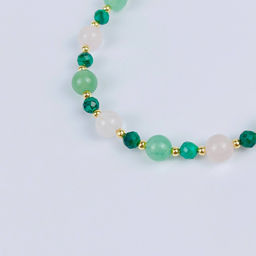 Браслет (Анахата) регулируемый из Малахита, Розового кварца и Авантюрина - Радуга самоцветов фото 4