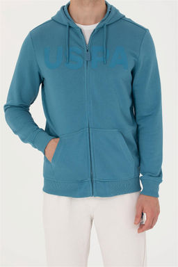 U. S. Polo Assn Мужской вязаный кардиган с капюшоном Petrol - U.s. polo assn фото 13