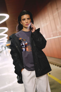 Лонгслив оверсайз с велюровым эффектом "Графит" женский