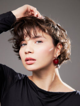 Серьги «Вишня узелком», бордовые в серебре