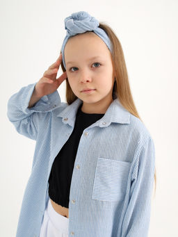 Рубашка-хенли Лен, голубой меланж - Inzibe фото 34