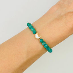 Браслет из Амазонита с перламутровой вставкой "Месяц"