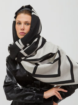 В составе шерсть и кашемир! теплый двусторонний палантин - Tantino фото 8