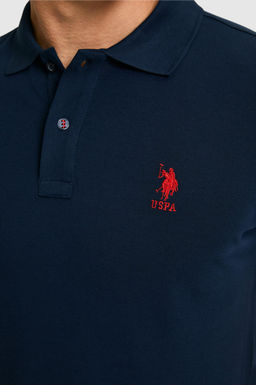 Erkek Slim Fit Polo Yaka Lacivert Basic Ti__rt