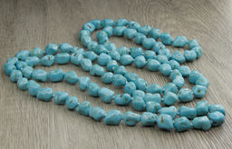 Бусы туркенит (имитация бирюзы), галтовка, длинные 120см