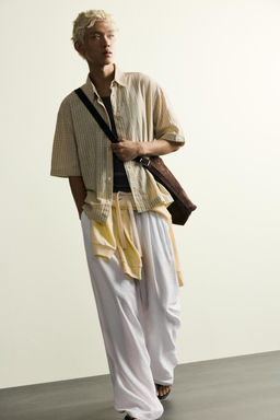 CAMISA BOXY FIT CUADROS / Blanco / Verde