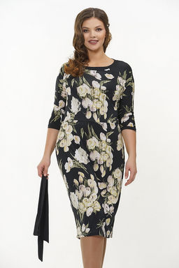 Платье женское 181-3417. 1073-1/1009 букет черный/черный
