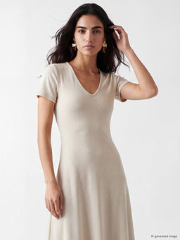 V Yaka Bodycon Elbise