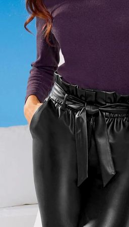 Кожаные брюки, черные