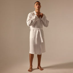 Халат вафельный мужской SL HOME: Boho «Блан де Блан», размер XL, хлопок 100%, белый