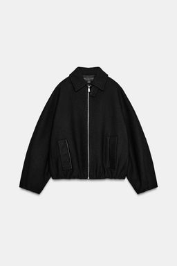 BALLOON BOMBER JACKET WITH CONTRAST WOOL COLLAR - Zara фото 9