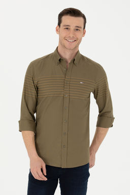 Мужская рубашка цвета хаки с длинным рукавом - U.s. polo assn фото 22