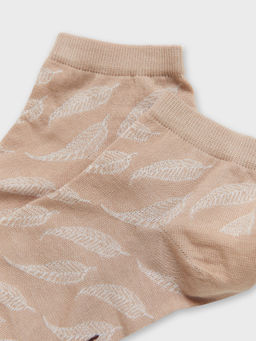 Цена за 5 пар! Носки женские коричневые с рисунком в виде листьев эвкалипта капучино 335K-992 - Mark formelle фото 4