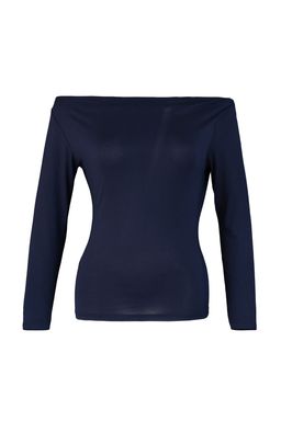 Lacivert Fitted/Vucuda Oturan Uzun Kol Kay?k Yaka Viskoz Esnek Orme Bluz TWOAW21BZ0106