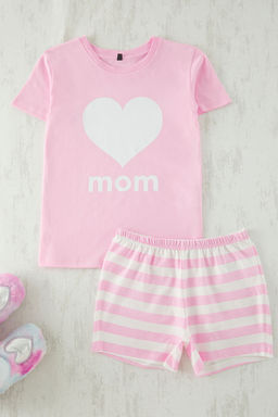 Pembe K?z Cocuk %100 Pamuk Mini Me/Anne-K?z T-Shirt Sort Orme Pijama Tak?m? TKDSS25PT00028 - Trendyolmilla фото 2