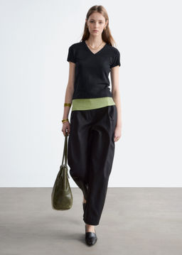 Camiseta de algod?n con escote en pico - H&m фото 4