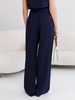 Брюки палаццо с защипами из плотного лиоцелла - Vilatte фото 3