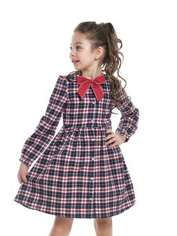 Платье на пуговицах в клетку UD 6822 син/красн клетка - Mini maxi фото 3