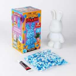 Игрушка помпонами Зайка, белый голубой синий - Школа талантов фото 2