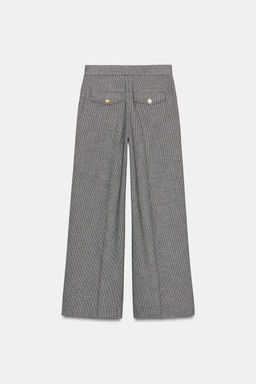WIDE-LEG HOUNDSTOOTH TROUSERS - Zara фото 23