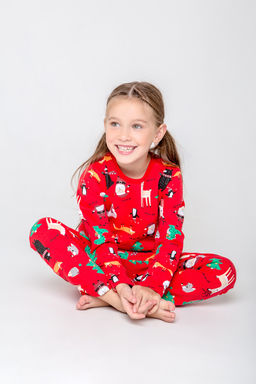 CROCKID СТОК! Пижама. Цвет: праздничный микс на насыщенно-красном