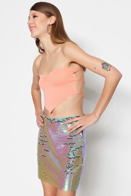 Ac?k Mavi Crop Triko Biyeli Bluz TPRSS23BZ00066 - Trendyolmilla фото 12