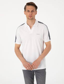 Koyu Gri Kol Detayl_ Slim Fit %100 Pamuk Apa_ Yaka Ti__rt