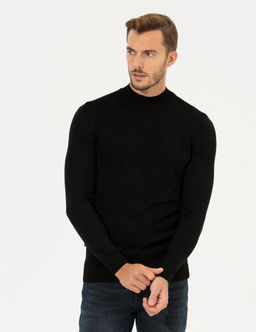 Siyah Slim Fit Bal_k__ Yaka Triko Kazak - Pierre cardin фото 3