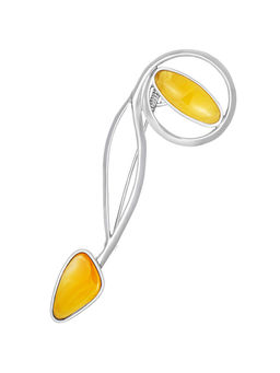 Стильная брошь с натуральным медовым янтарём