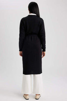 Кардиган стандартного кроя с V-образным вырезом - Defacto фото 4