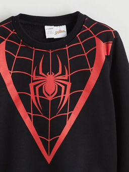 Bisiklet Yaka Spider-Man Bask?l? Erkek ?ocuk Sweatshirt