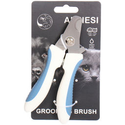 Когтерез для животных "ЛАПУСИКИ", коллекция БРО, прорезиненная ручка, цвет белый/голубой, 5.5*15.5см (блистер)