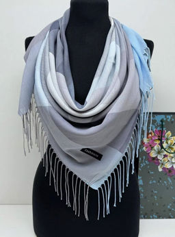 K13583 Палантин 100/100 хлопок СВ_ГОЛУБОЙ