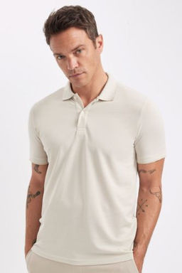 Slim Fit Dar Kesim K?sa Kollu Pamuklu Polo Tisort