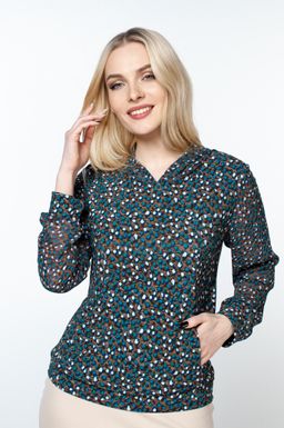 Блузка женская 4090-24/01/Коричневый, синий