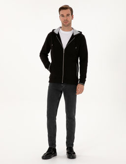 Siyah Regular Fit Sweatshirt - Cacharel фото 4
